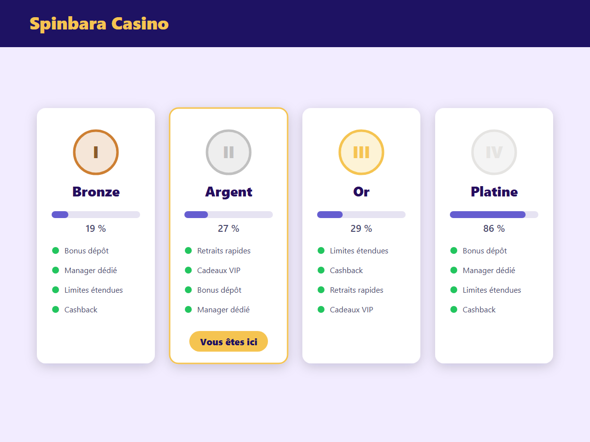 Programme VIP Spinbara Casino
